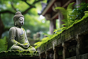 禅意佛像山水雕塑素材