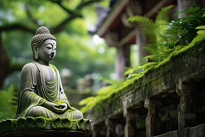 禅意佛像山水雕塑素材