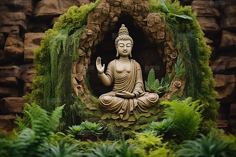 禅意佛像雕像高清素材