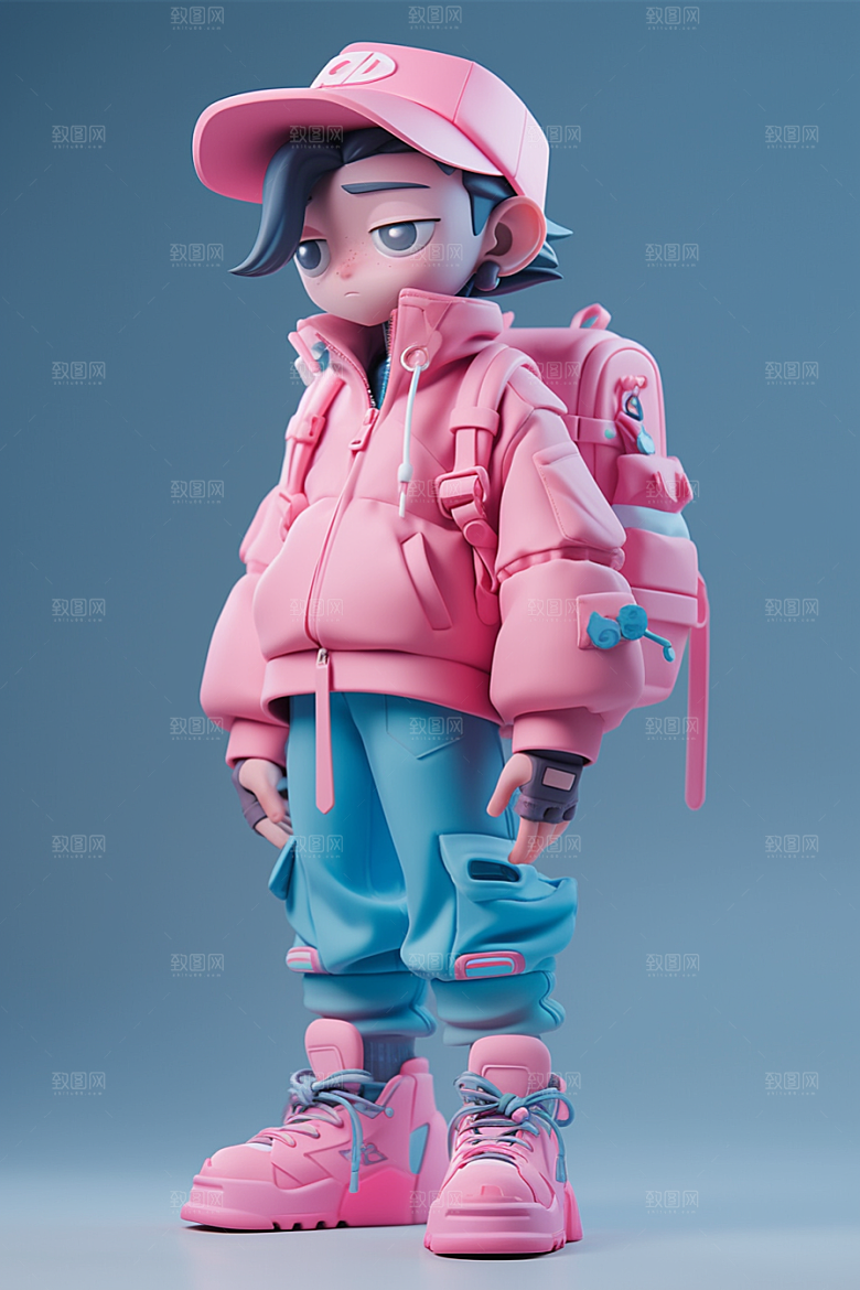 潮流玩偶可爱炫彩模型