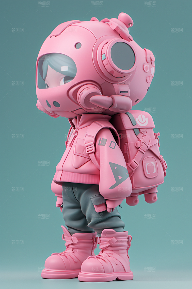 潮流玩偶炫彩3D模型