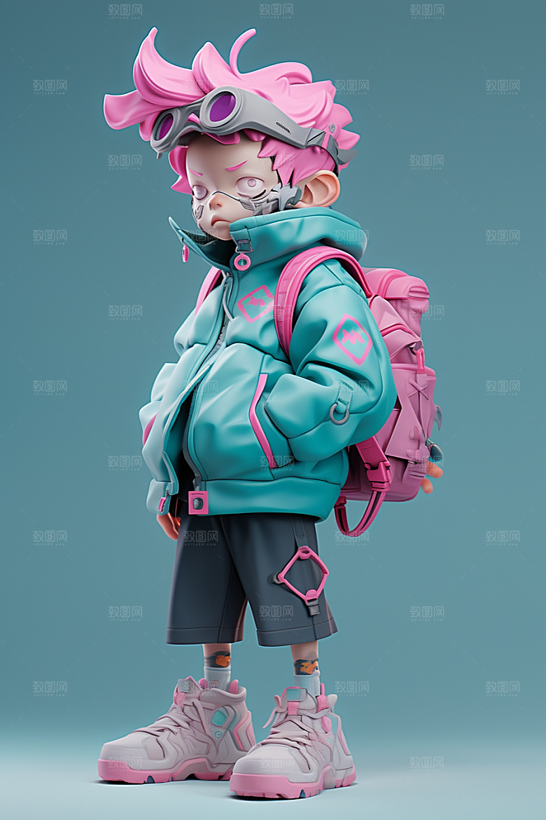 潮流玩偶涂鸦卡通模型