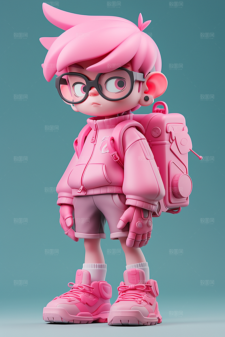 潮流玩偶炫彩立体模型