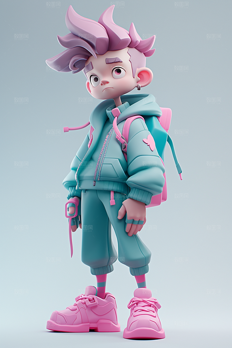 潮流玩偶涂鸦3D模型
