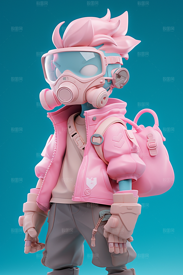 潮流玩偶立体炫彩模型