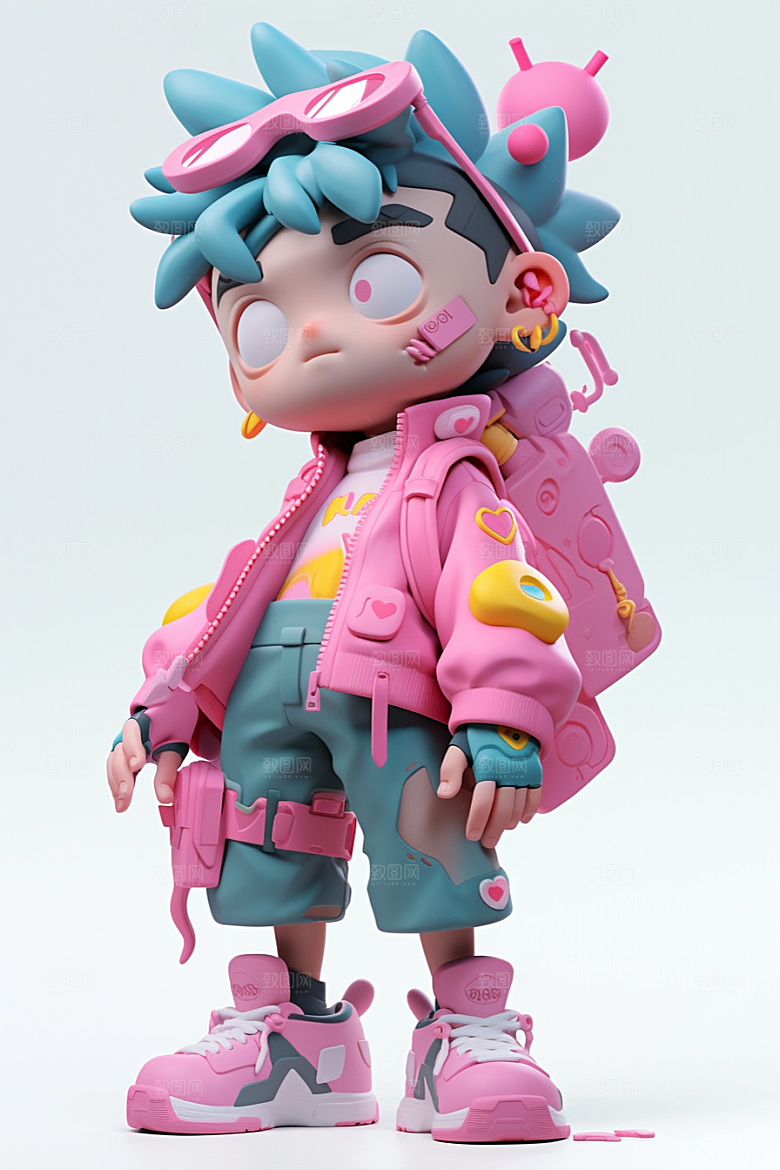 潮流玩偶炫彩3D模型