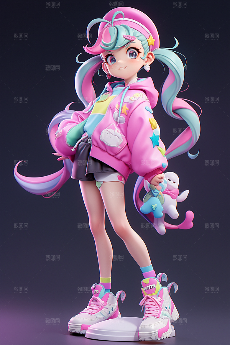 潮流玩偶3D卡通模型