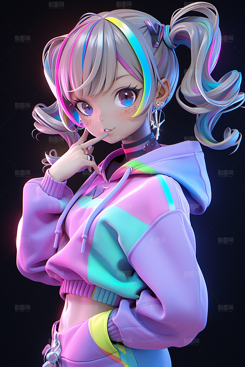 潮流玩偶炫彩手办模型
