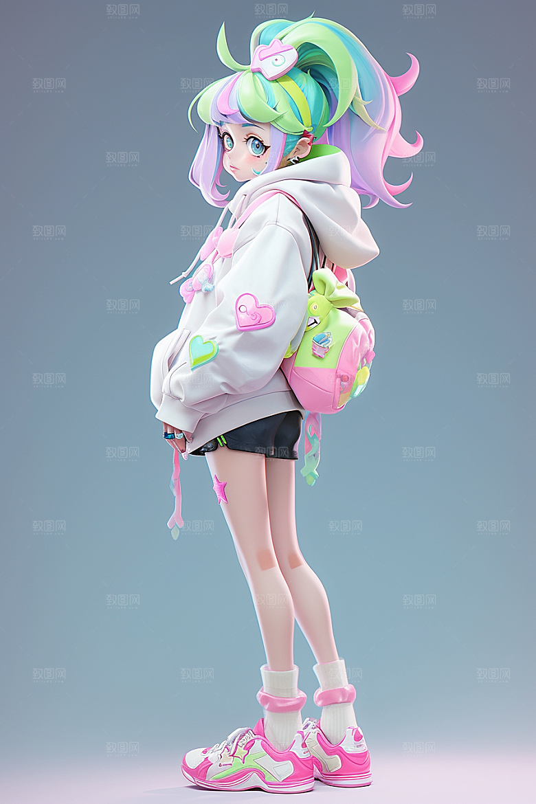 潮流玩偶涂鸦卡通模型