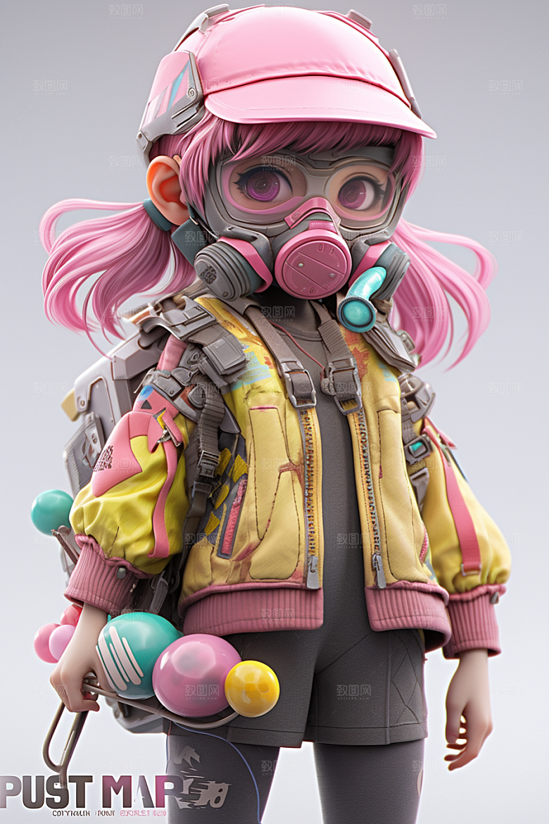 潮流玩偶炫彩3D模型