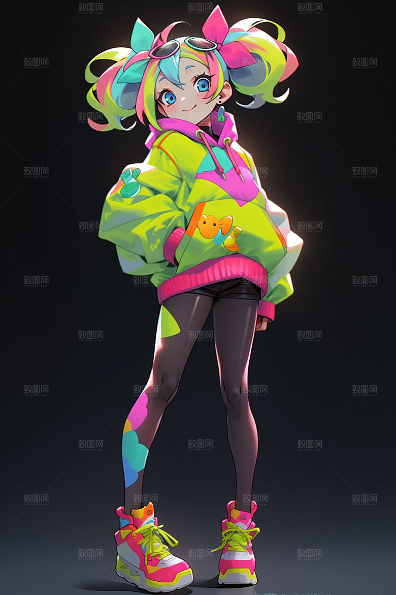 潮流玩偶3D炫彩模型