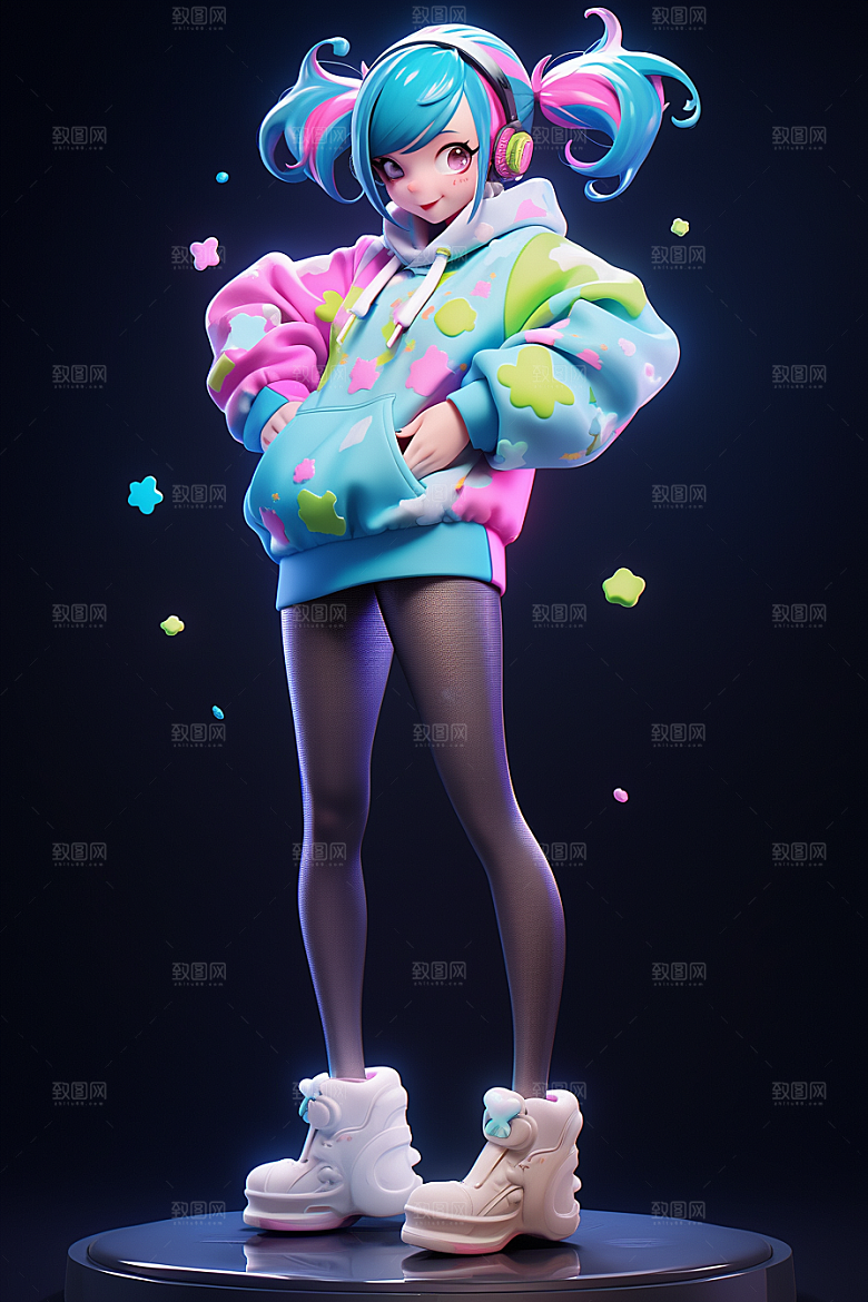 潮流玩偶3D卡通模型