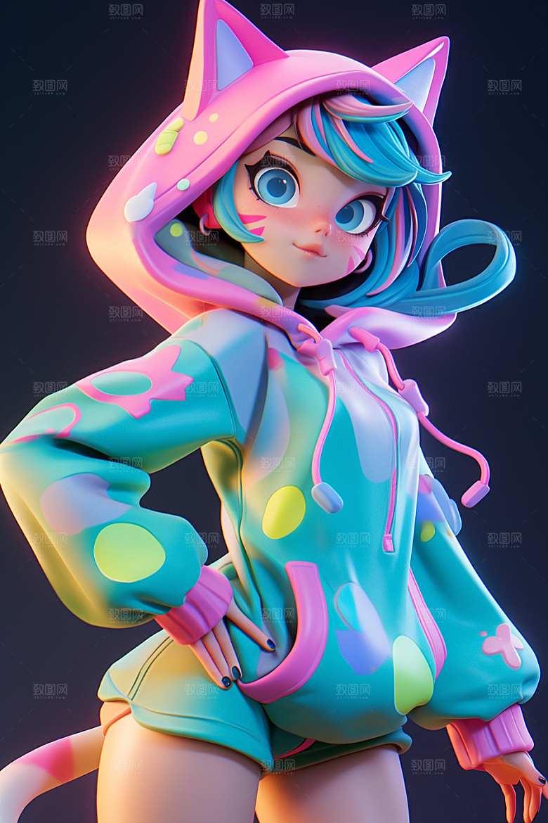 潮流玩偶3D可爱模型