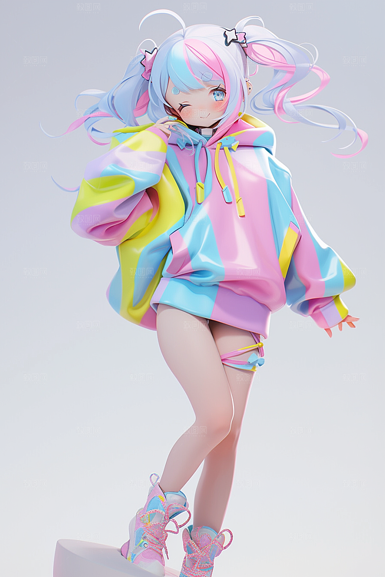 潮流玩偶立体涂鸦模型