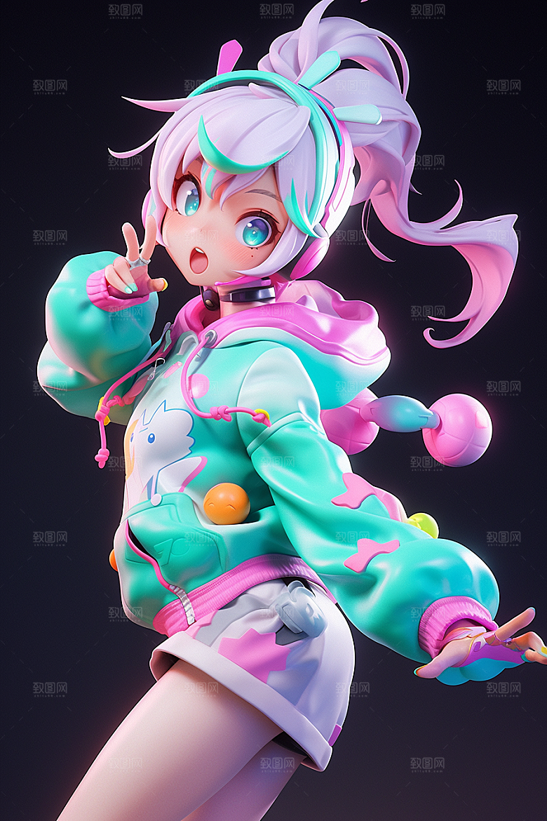 潮流玩偶立体3D模型