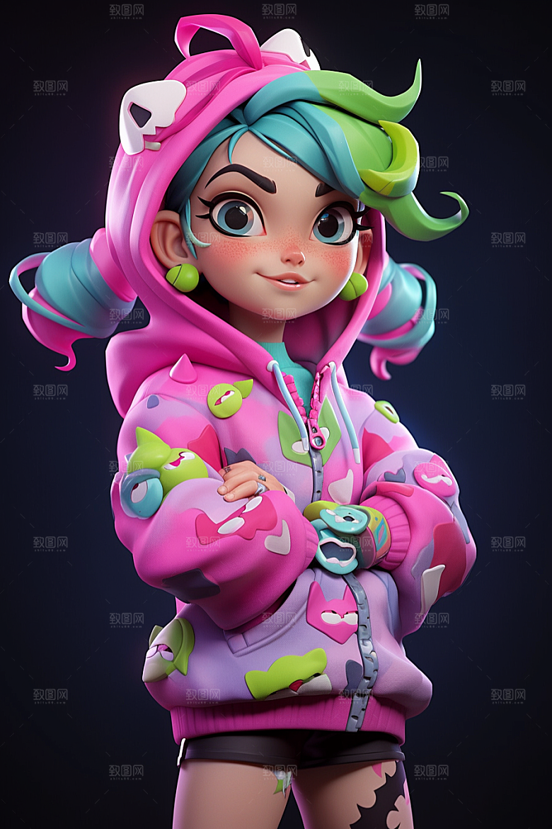 潮流玩偶炫彩卡通模型