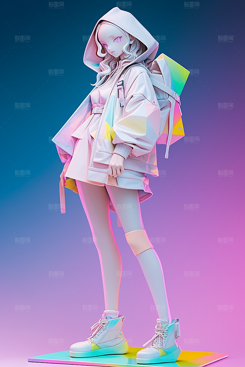潮流玩偶高清立体模型