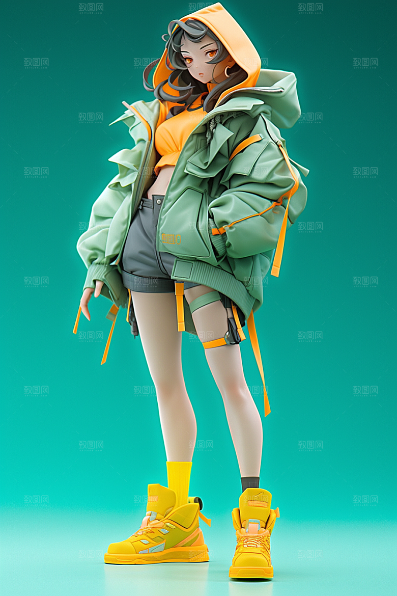 潮流玩偶立体涂鸦模型