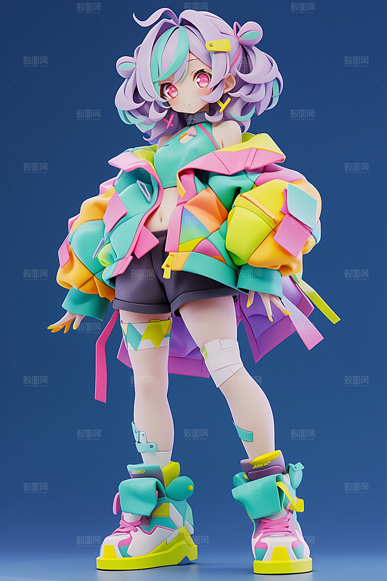 潮流玩偶涂鸦3D模型