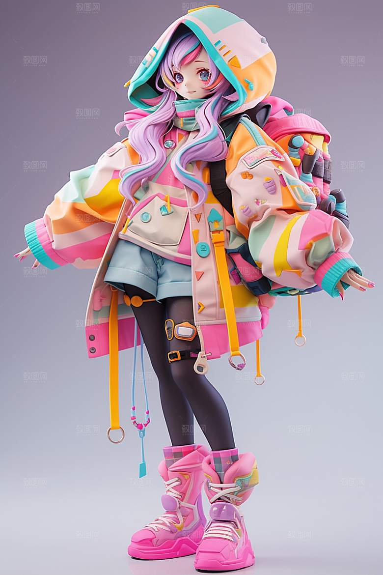 潮流玩偶3D涂鸦模型