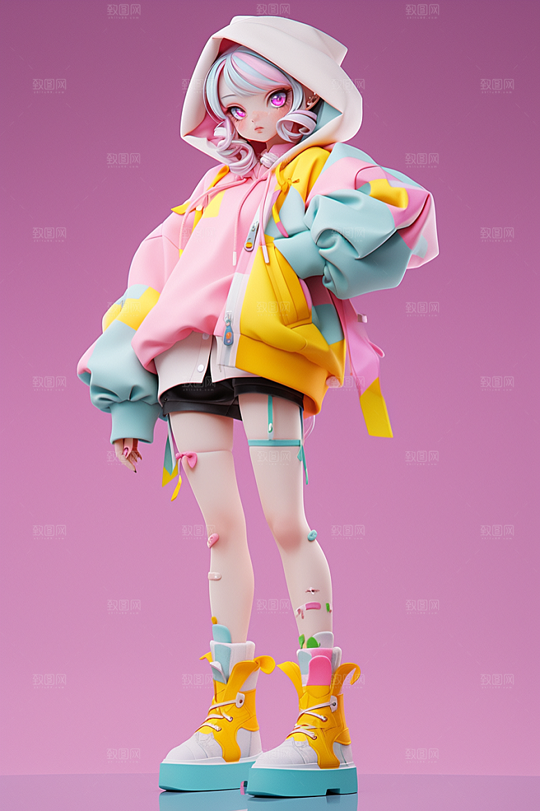 潮流玩偶3D可爱模型