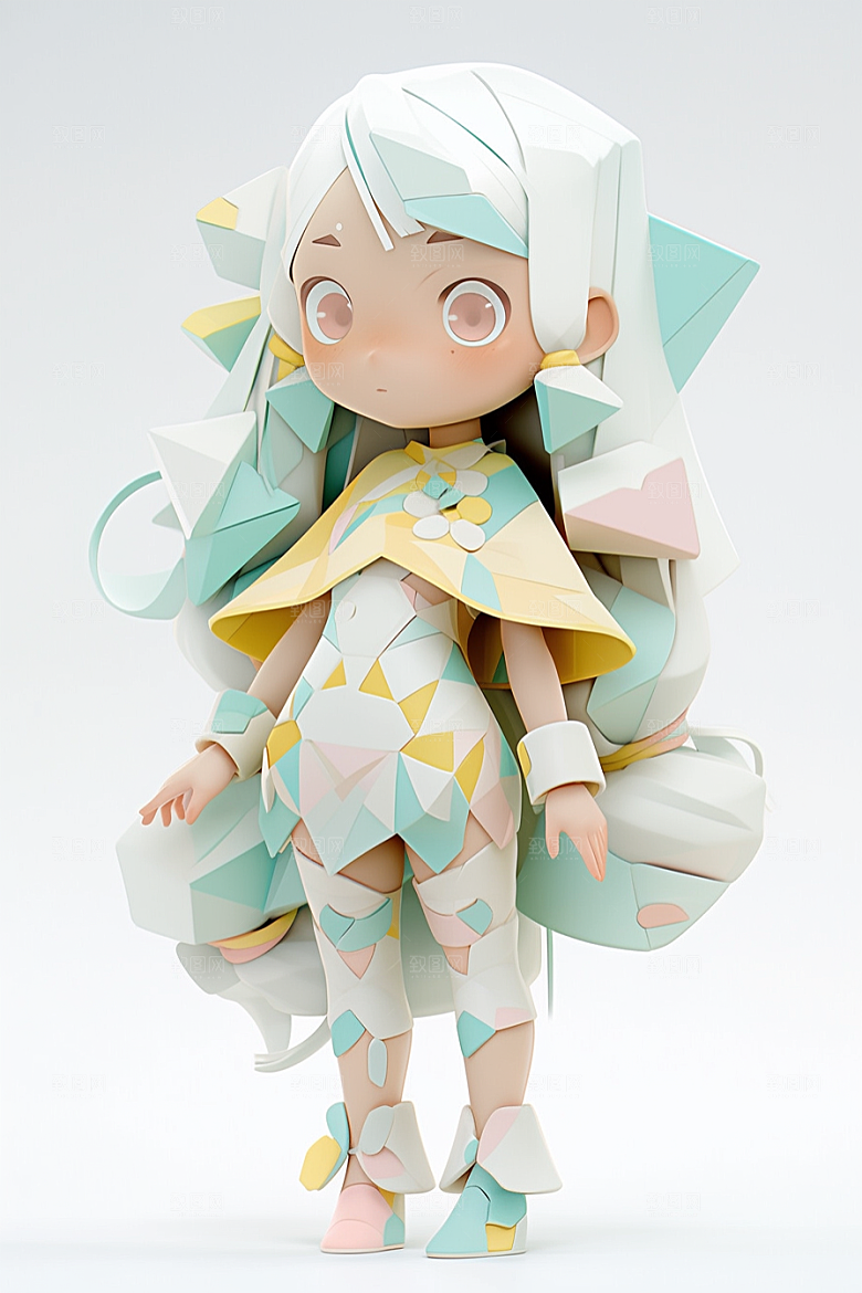 潮流玩偶炫彩3D模型