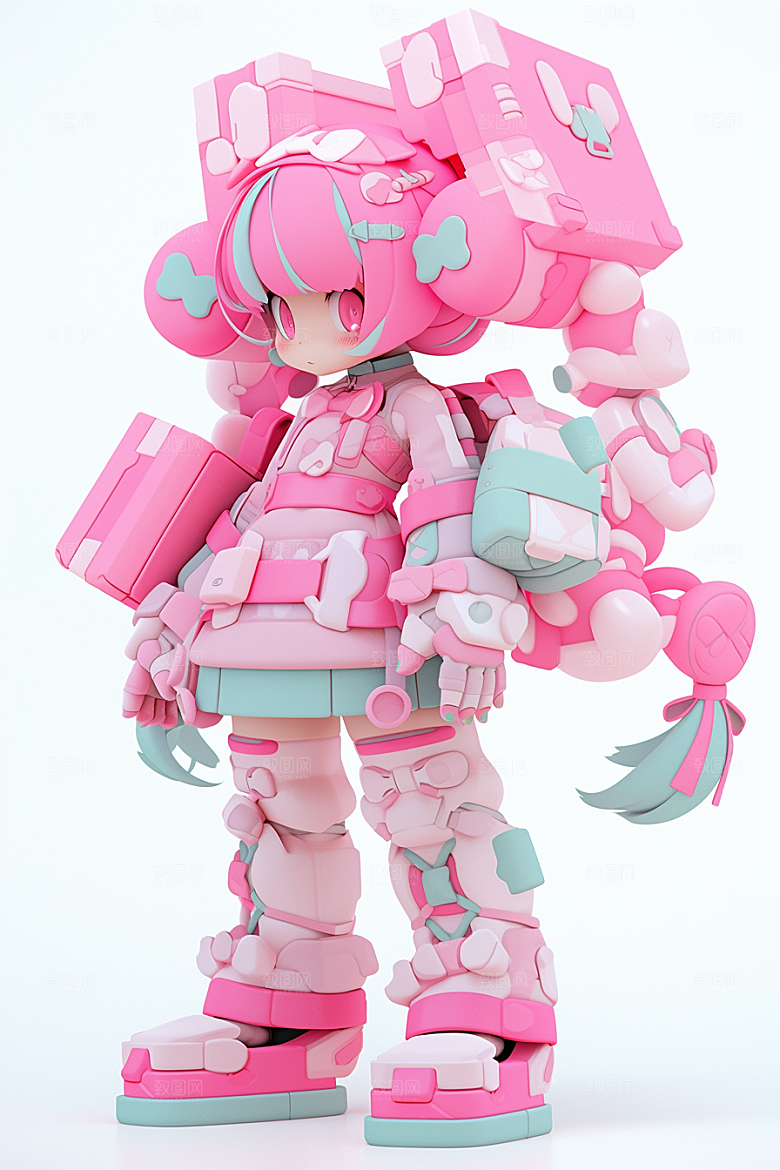 潮流玩偶炫彩3D模型