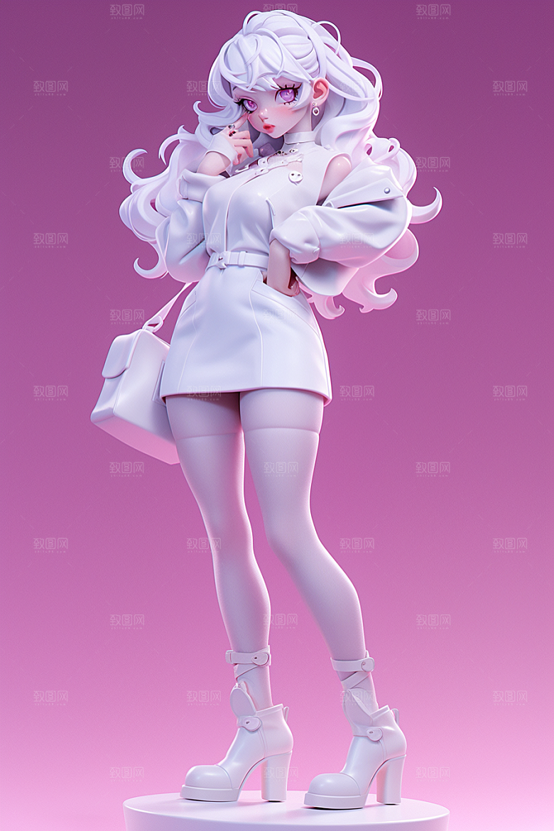 潮流玩偶涂鸦立体模型