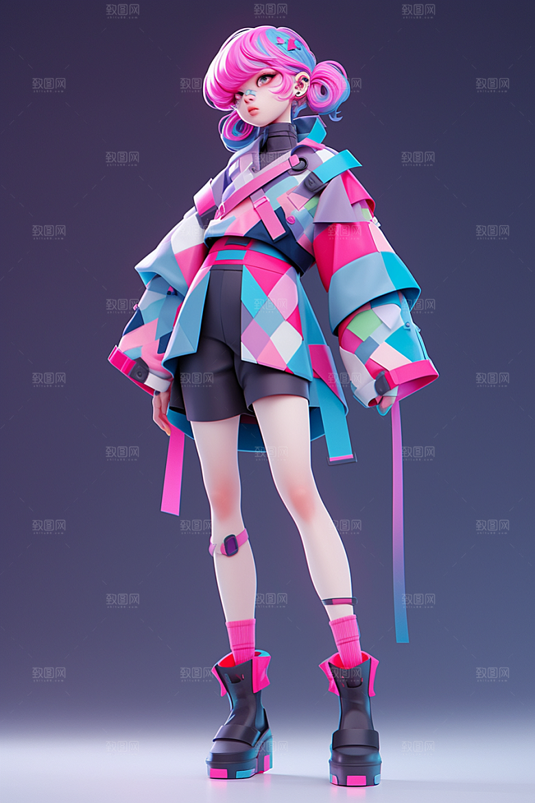 潮流玩偶3D卡通模型