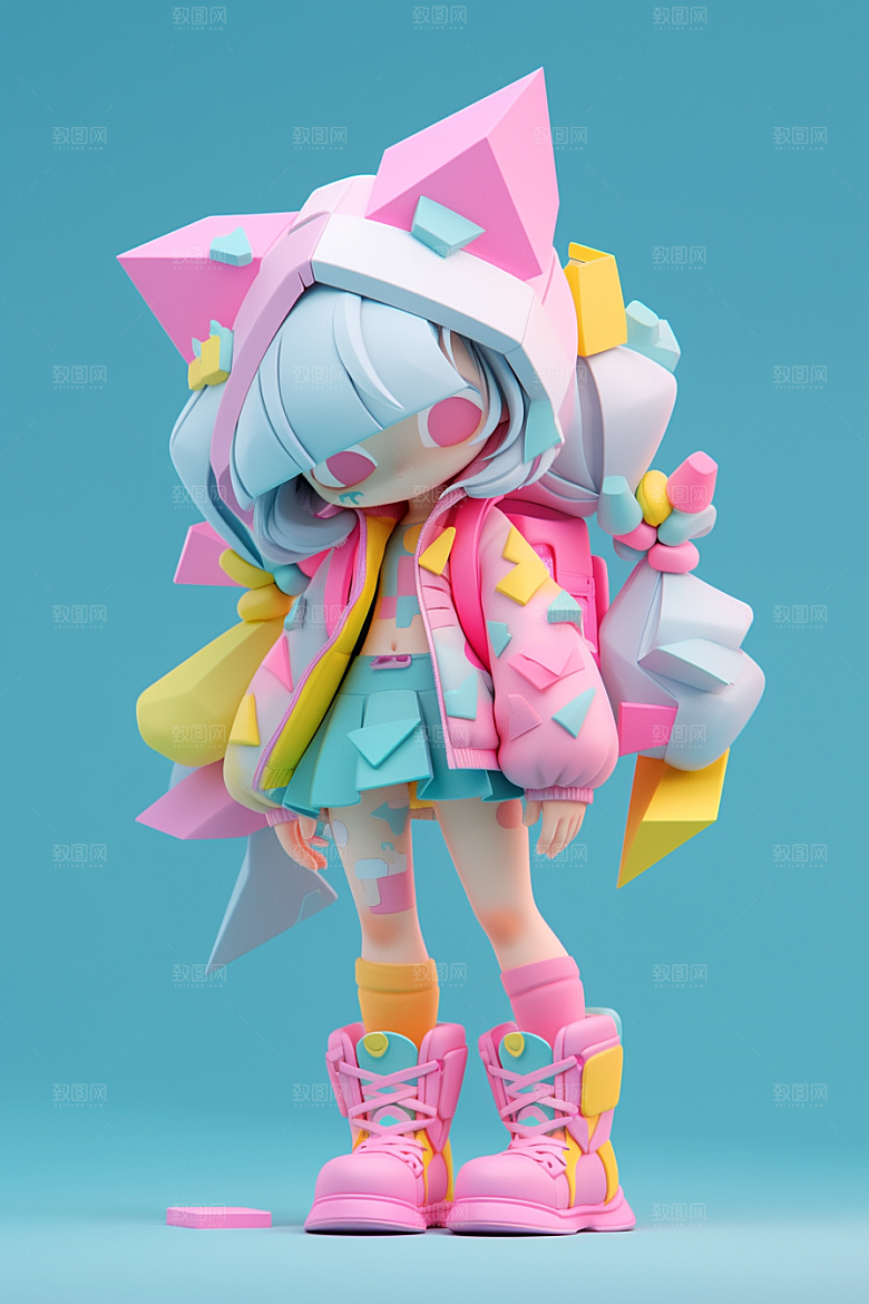 潮流玩偶3D可爱模型
