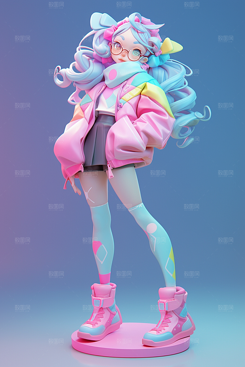 潮流玩偶3D人物IP模型