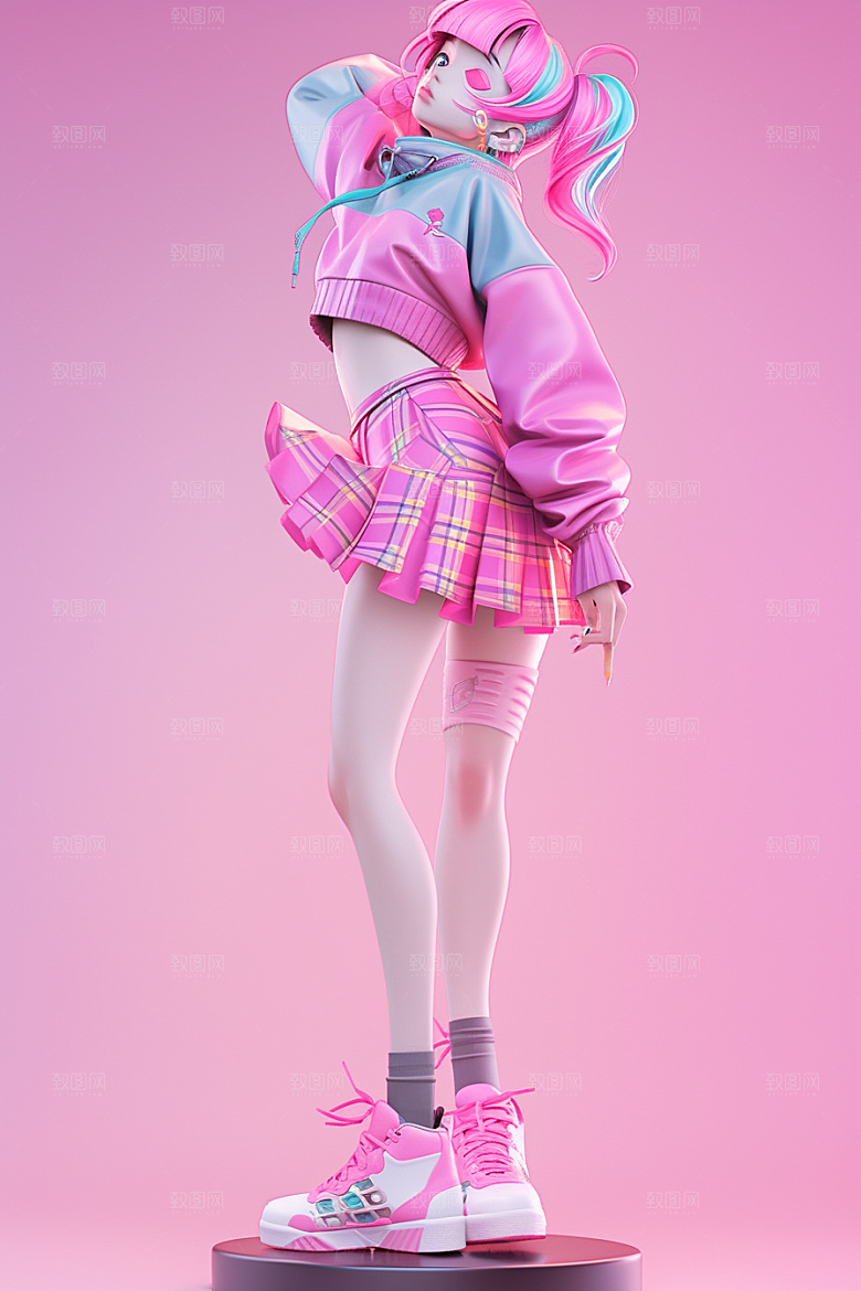 潮流玩偶3D人物IP模型