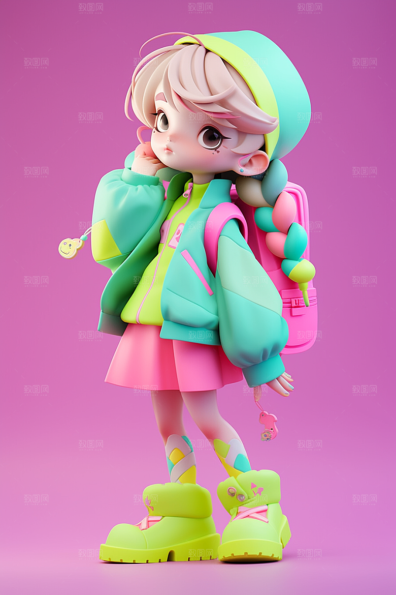 潮流玩偶炫彩人物IP模型