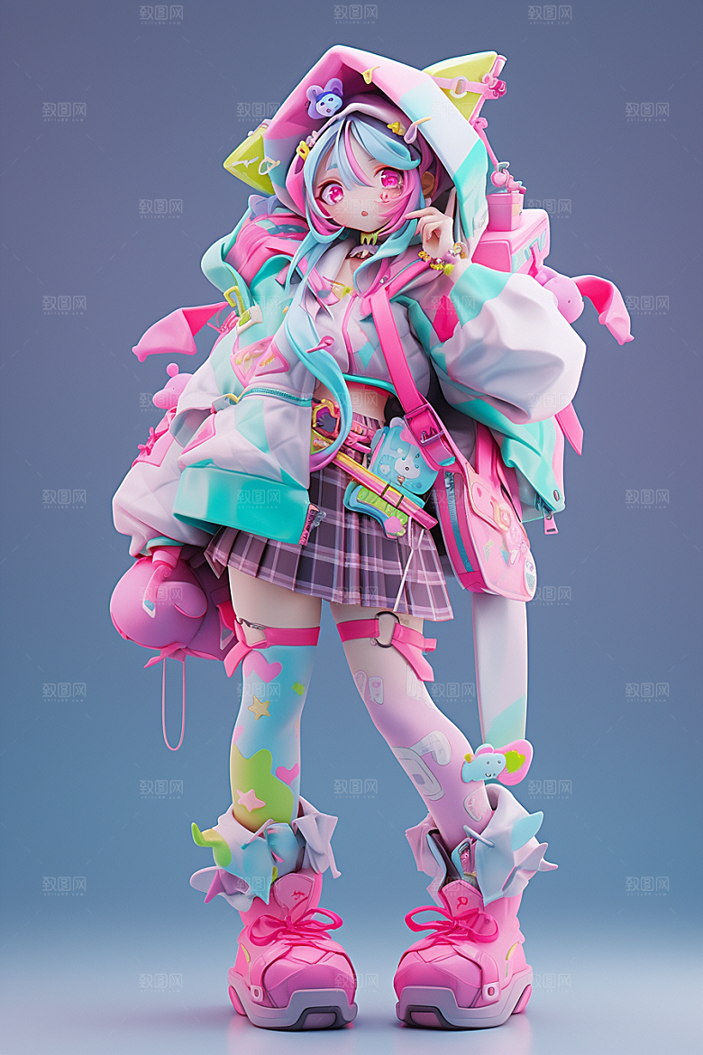 潮流玩偶时尚3D模型