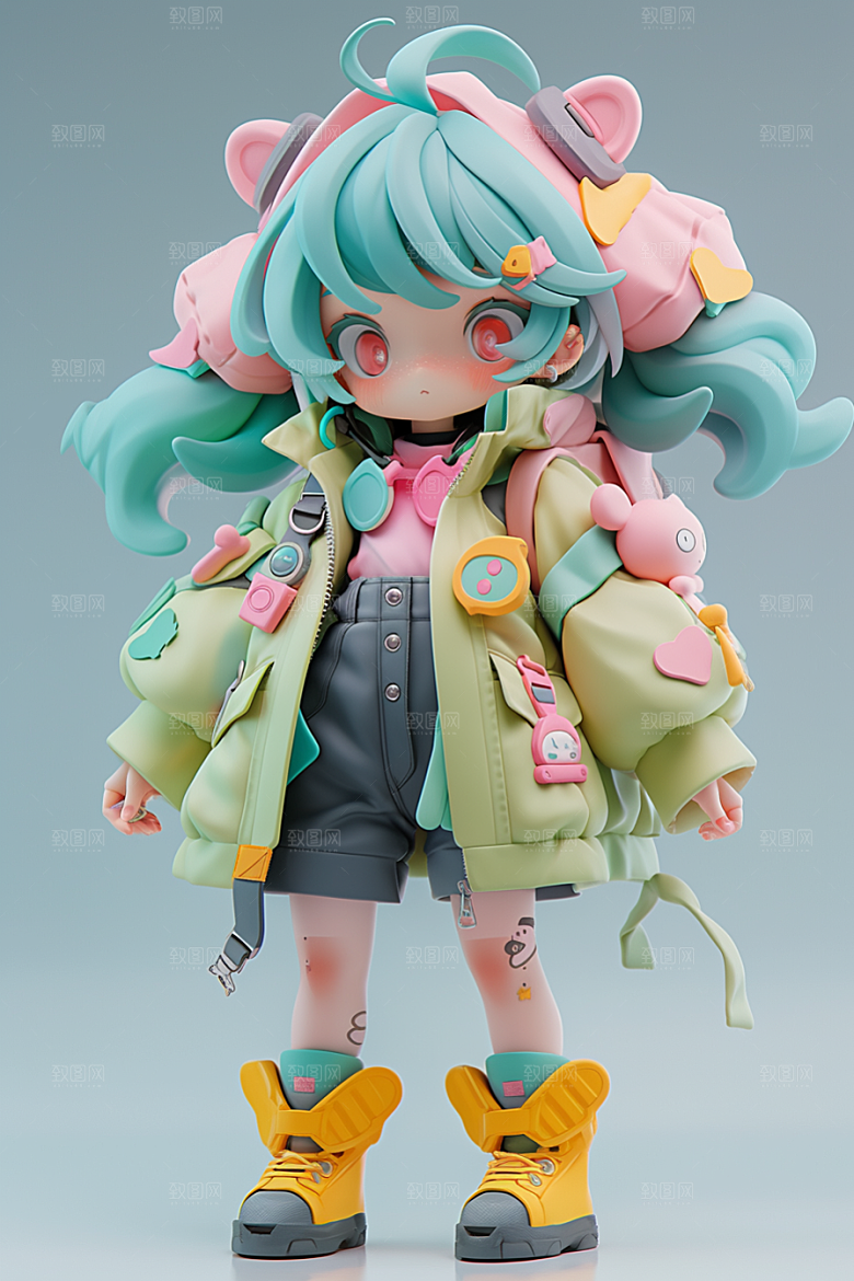 潮流玩偶3D人物IP模型