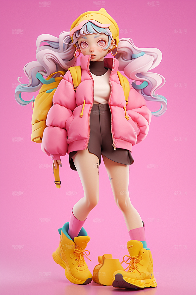潮流玩偶3D人物IP模型