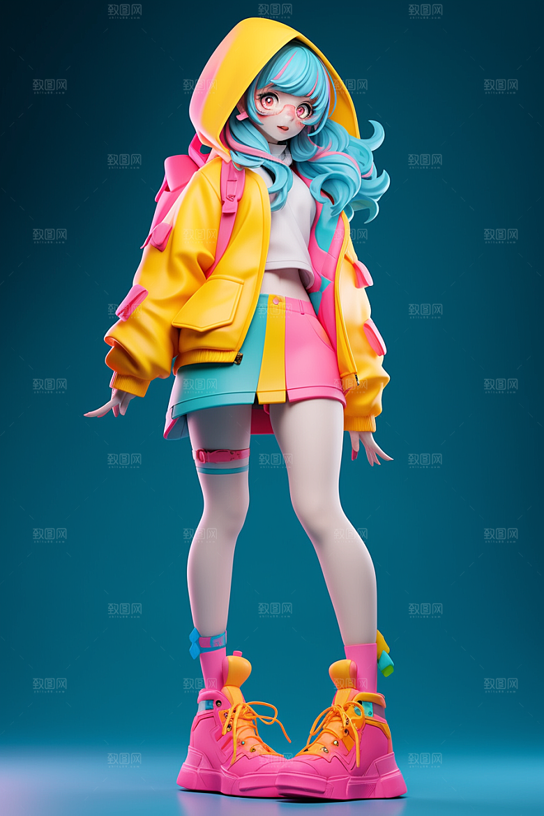 潮流玩偶卡通3D模型