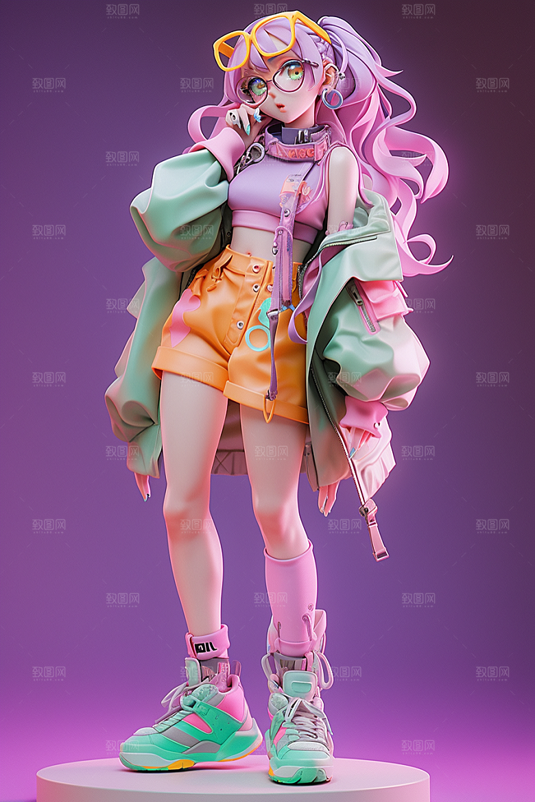 潮流玩偶涂鸦3D模型
