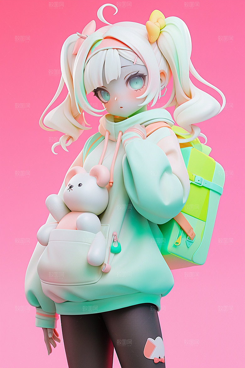 潮流玩偶3D卡通模型