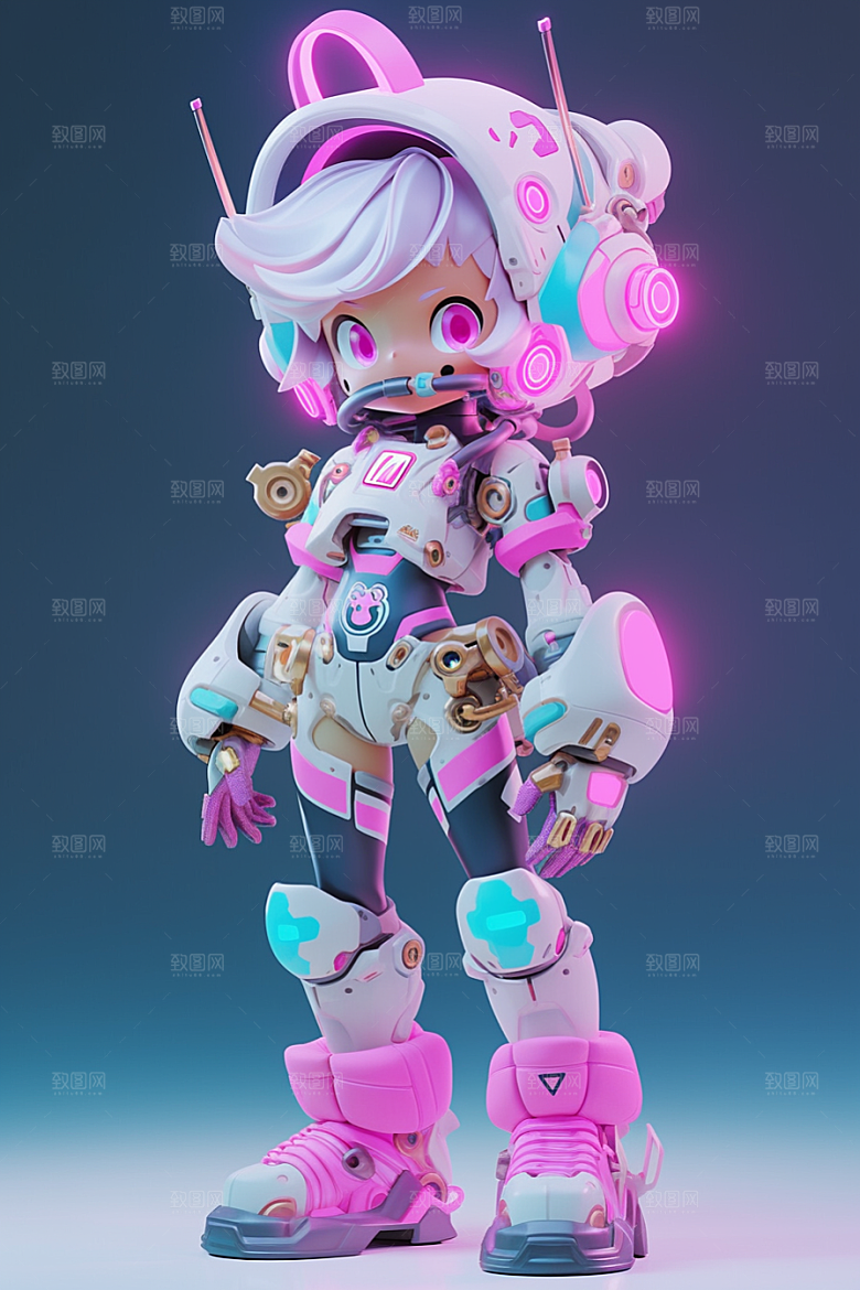 潮流玩偶炫彩3D模型