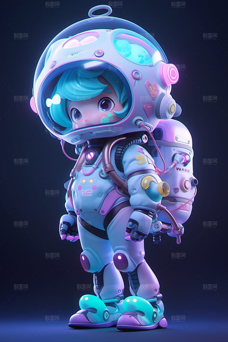 潮流玩偶3D炫彩模型