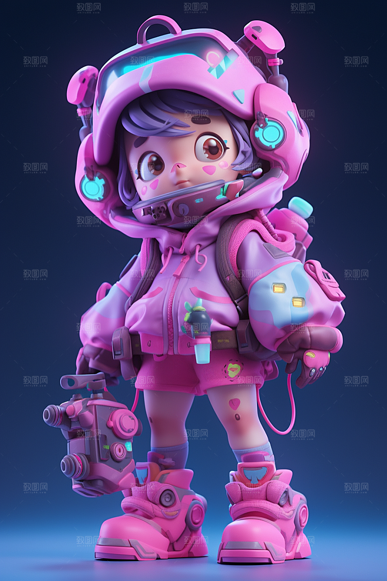 潮流玩偶涂鸦立体模型