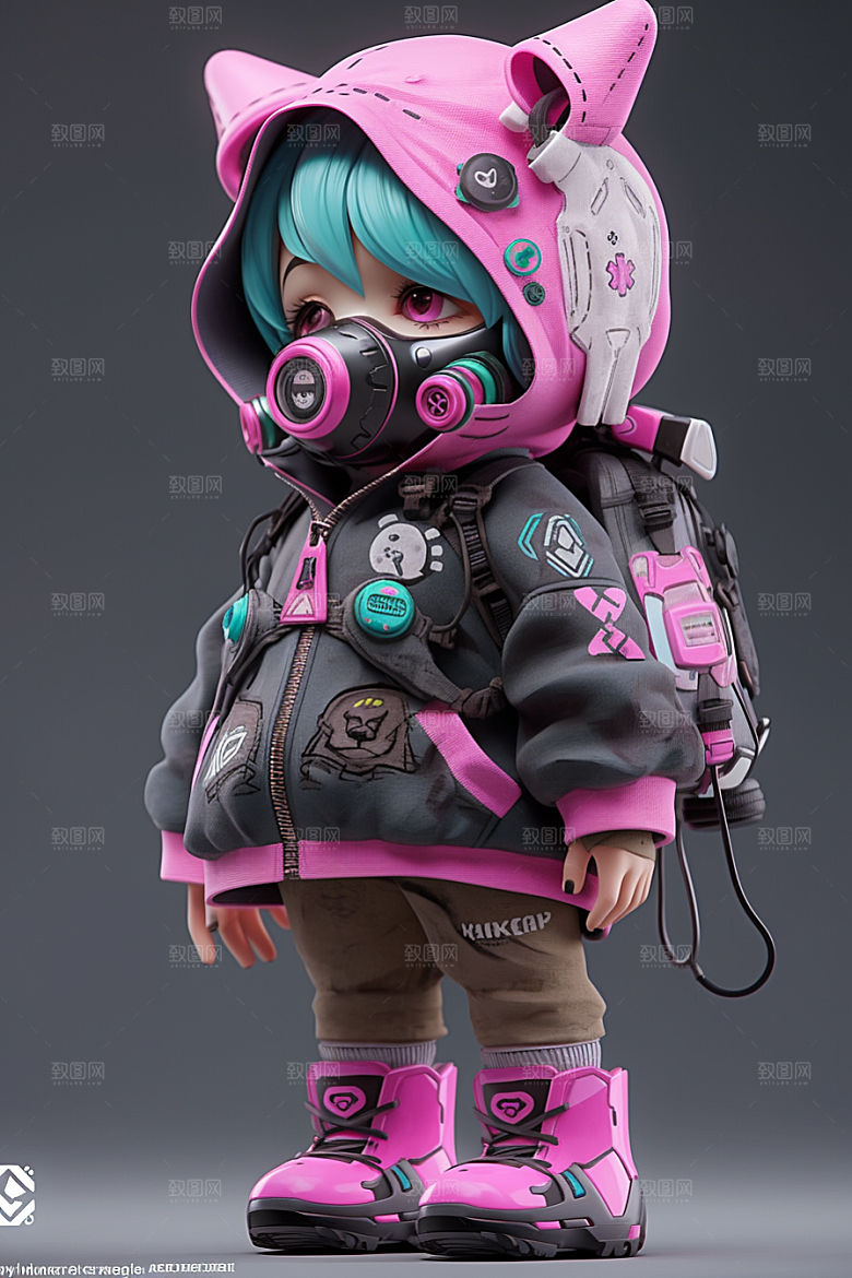 潮流玩偶炫彩3D模型