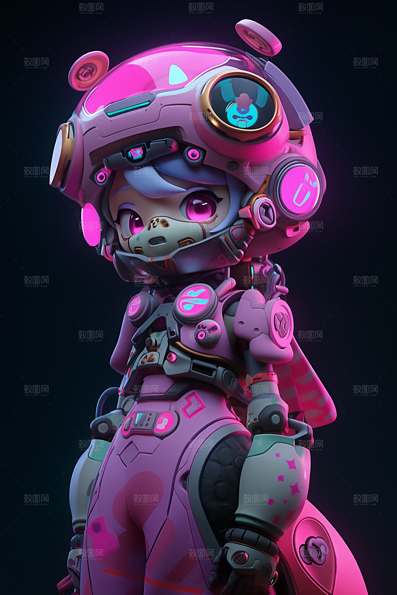 潮流玩偶炫彩3D模型