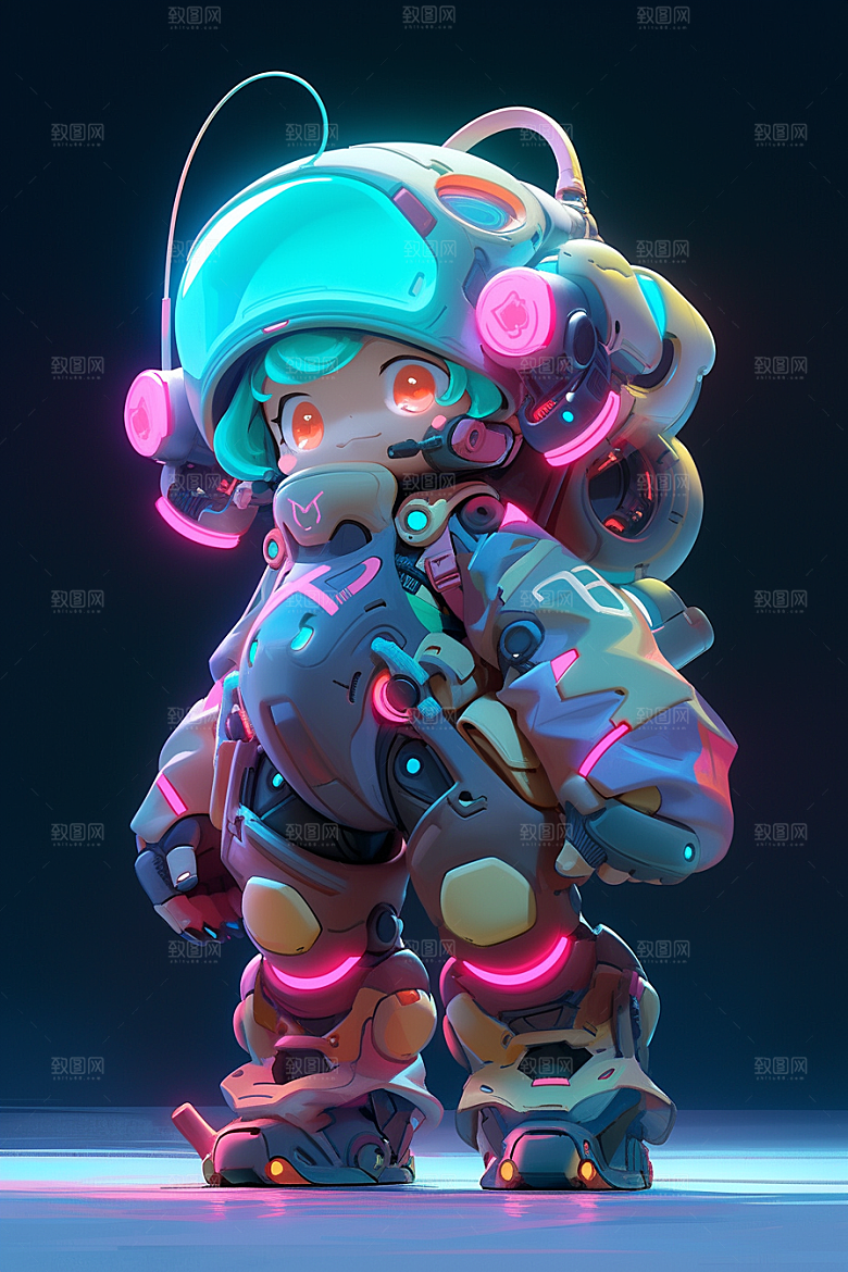 潮流玩偶3D炫彩模型