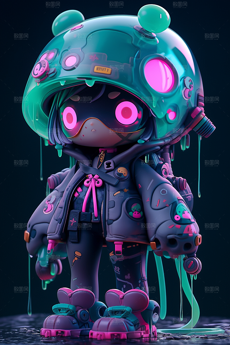 潮流玩偶涂鸦3D模型
