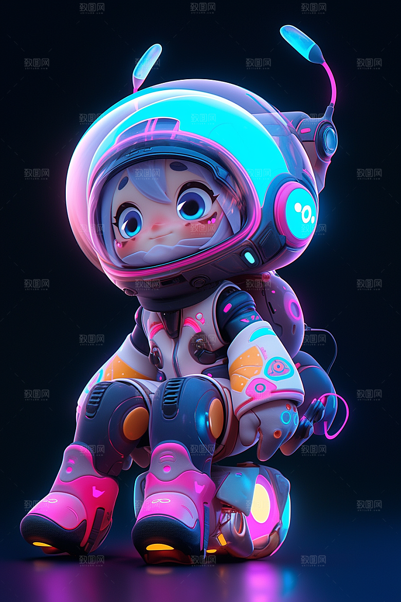 潮流玩偶3D炫彩模型