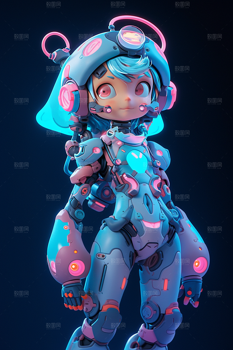 潮流玩偶涂鸦3D模型