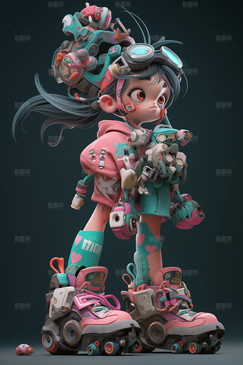 潮流玩偶炫彩卡通模型