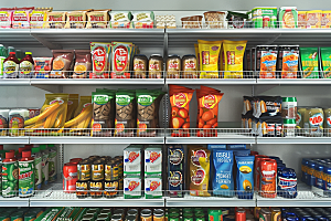 超市货架货物商品摄影图